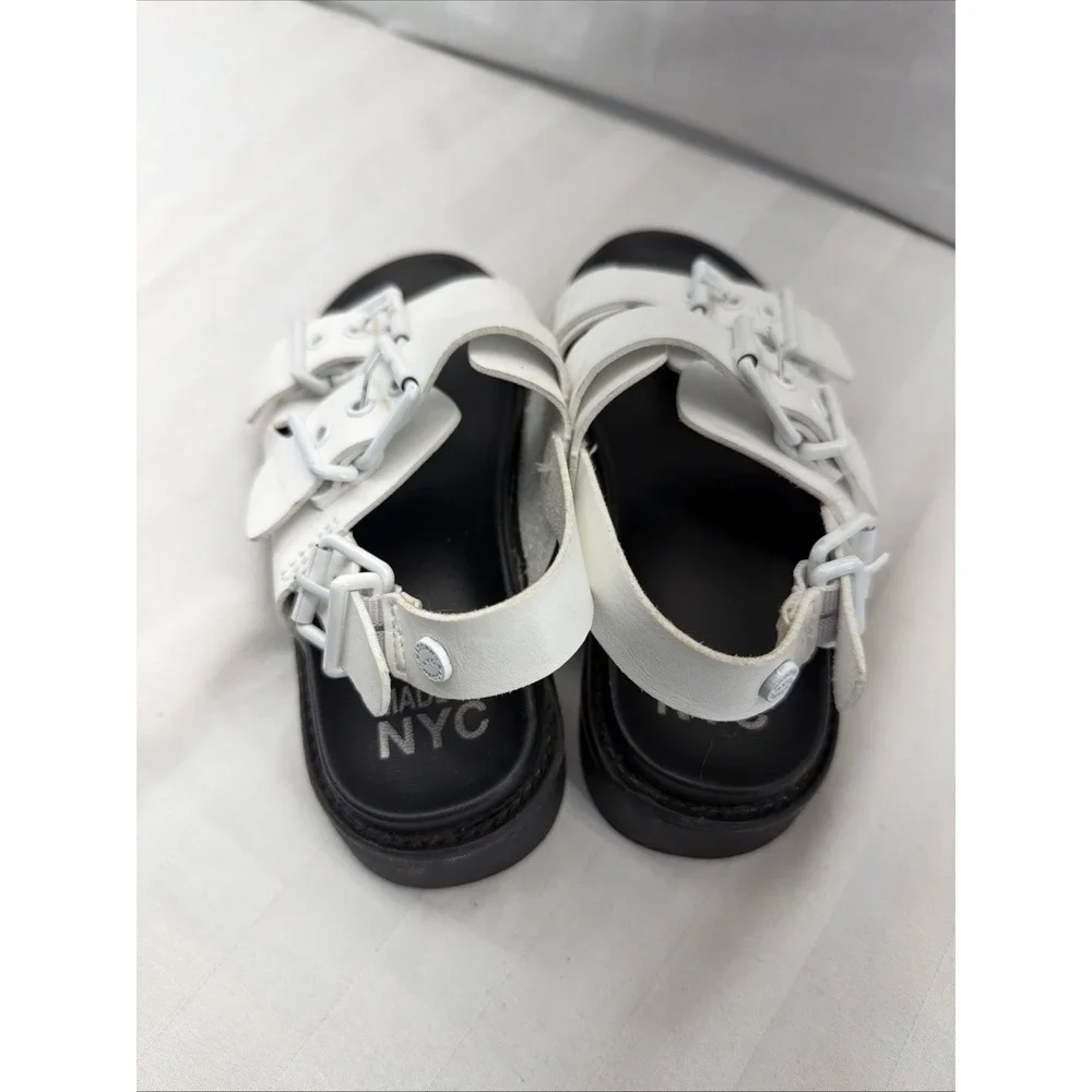Madden NYC White Platform‎ Lug Sole Buckle Sandals White Black Girls Size 1